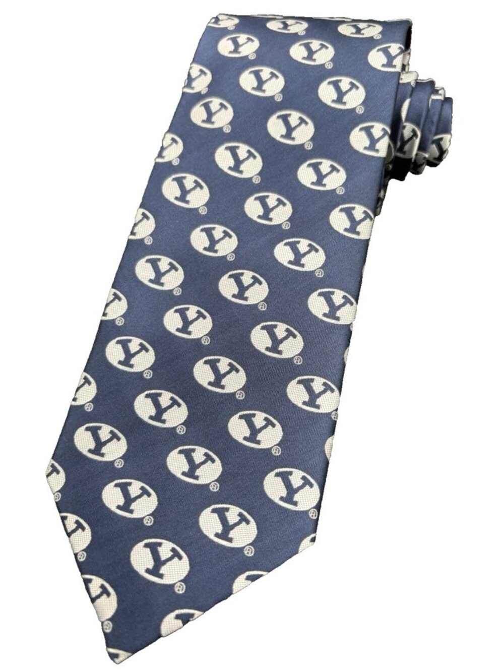 Brigham Young University BYU Cougars Men's Tie Blue Grey 49" Geometric GUC